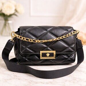 Authentic Versace Greca Goddess Quilted Leather Shoulder Bag